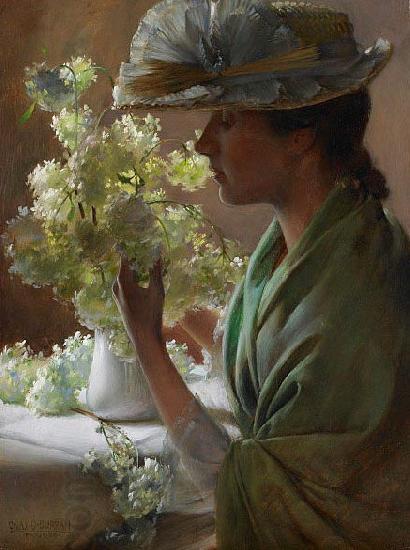 Charles Courtney Curran Lady with a Bouquet